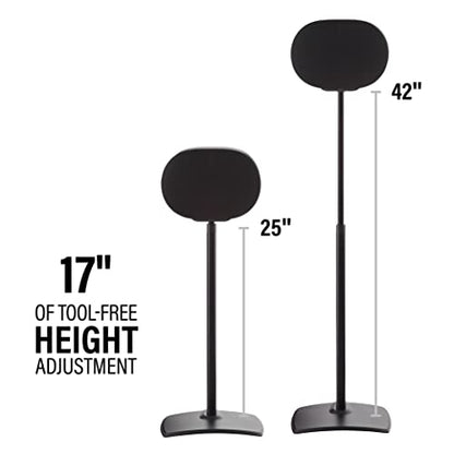 Sanus Height Adjustable Speaker Stands for Sonos Era 300™ - 17" Height Adjustment Sonos Stand Includes Carpet Spikes & Rubber Pads - Easy DIY Install Comes w/All Hardware - Black Pair
