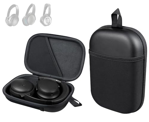 SOULWIT Headphone Carry Case for Bose QC35/QC45/QC Ultra/QC25/QC SE/Quiet Comfort, Hard EVA Replacement Case, Travel Storage Bag with Carabiner - Black
