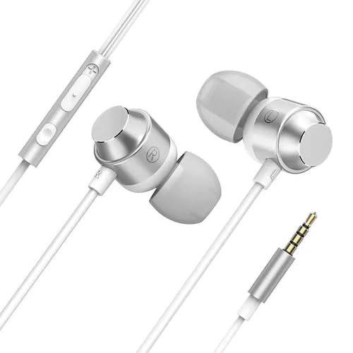 Wired Earbuds with Microphone,3.5mm Magnetic in-Ear Headphones with Volume Control and Noise Cancelling,Compatible with Phone,Tablet, Laptop(Silver) - color: Silver