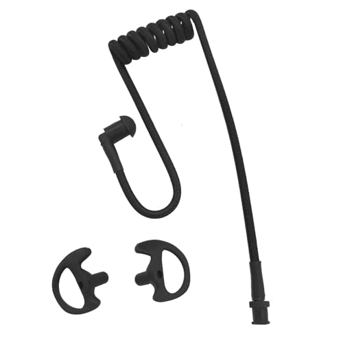 2-Way Radio Earpiece Nylon Acoustic Braided Tube Ear Coils Knitted Replacement for Left Right Surveillance Walkie Talkie Headset(Color) (Black)