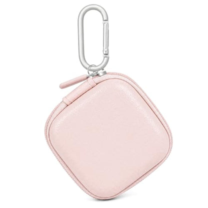 Earbud Case for AirPods & Wireless Earbuds, PU Leather EVA Hard Shell Headphone Case with Mesh Pocket, Cable Organizer Bag with Carabiner, Shockproof Travel Storage Case, Light Pink - color: A-Light Pink