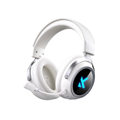 MCHOSE X9 Low Latency Wireless Gaming Headset, 2.4GHz USB + Bluetooth, 200H Battery, 7.1 Surround Sound, Noise Cancelling Mic, RGB, for Multi-Platform - color: White
