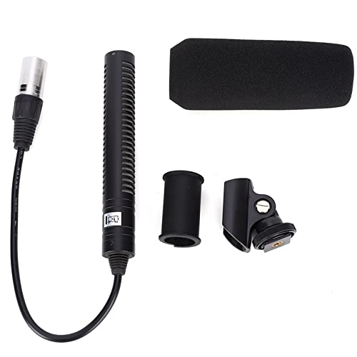 AstraLoom Condenser Microphone Stereo Camera Mic Video Recording Black Unidirectional Anti Interference High Sensitivity Metal Construction for Professional Video Recording and Studio Use