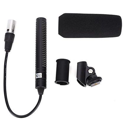 AstraLoom Condenser Microphone Stereo Camera Mic Video Recording Black Unidirectional Anti Interference High Sensitivity Metal Construction for Professional Video Recording and Studio Use