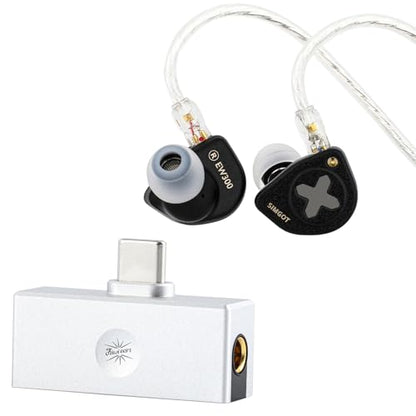 Linsoul SIMGOT EW300 1DD+1Planar+1PZT Hybrid Driver in Ear Monitor, Wired Earbuds IEM, Gaming Earbuds with Detachable Nozzles & Kiwi Ears Allegro Mini Portable IEM DAC, in Ear Monitor Amplifier