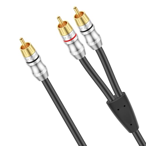 J&D RCA Cable, 1 RCA Male to 2 RCA Male Y-Splitter Digital Stereo Audio Cable Subwoofer Cord for Subwoofer, Home Theater, 6 Feet - size: 6 Feet