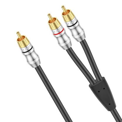 J&D RCA Cable, 1 RCA Male to 2 RCA Male Y-Splitter Digital Stereo Audio Cable Subwoofer Cord for Subwoofer, Home Theater, 6 Feet - size: 6 Feet