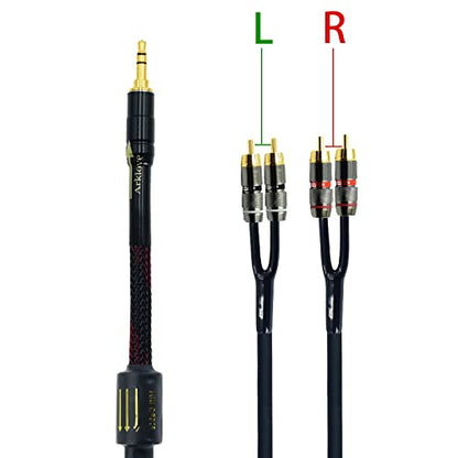 Arklove 5ft Shielded 1/8" aux Input 3.5mm RCA Output Splitter Stereo Audio Video Cable Out 3.5 Male to 4 RCA Male in Dual Speaker Cord 24k Gold Plated - size: 5ft, style: 3.5mm to rca(LL+RR)