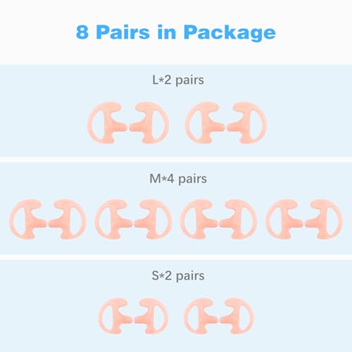 Silicone Ear Molds for Two-Way Radio Acoustic Coil Tube Earpiece Replacement, Left & Right Ear, Compatible with Motorola Kenwood Baofeng Retevis (Pink: Large 2, Medium 4, Small 2, 16pcs) - color: Pink
