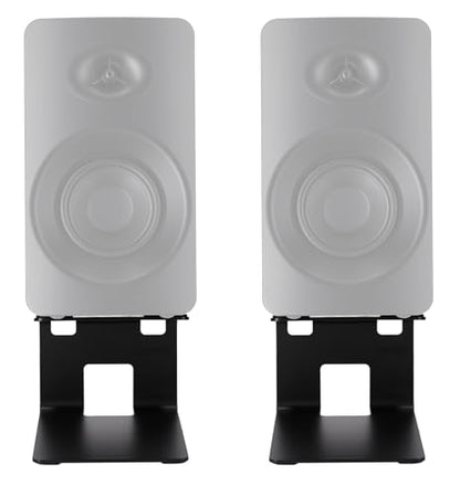 Rockville SR4 Speaker Riser Stands for 4" Desktop Speakers, Black, Pair | For Monitors, 5-Degree Tilt, 3mm Steel, 30 lb Capacity, Anti-Slip De-Coupling Pads, C-Shaped, 5" Height