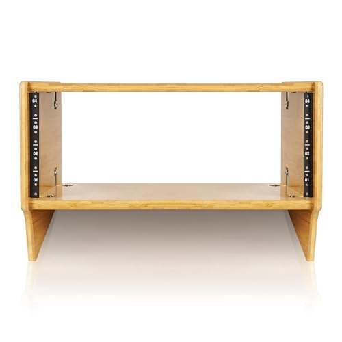 Sound Town DIY 4U Angled Desktop Turret Studio Rack, Solid Carbonized Bamboo, Assembly Required (STBR-4SL) - size: 4U, Angled