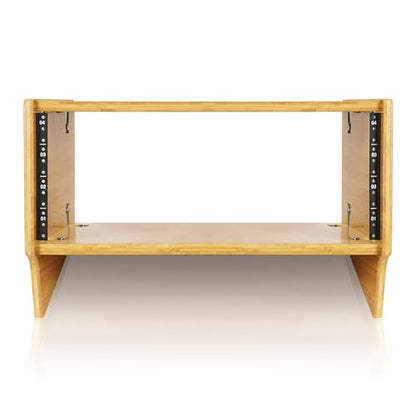 Sound Town DIY 4U Angled Desktop Turret Studio Rack, Solid Carbonized Bamboo, Assembly Required (STBR-4SL) - size: 4U, Angled