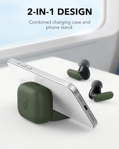 Soundcore P30i by Anker Noise Cancelling Earbuds, Hands-Free Viewing | Strong and Smart Noise Cancelling, Powerful Bass, 45H Playtime, 2-in-1 Case and Phone Stand, IP54, Bluetooth 5.4 - color: Green