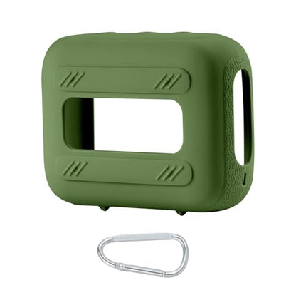 for JBL Go 4 Waterproof Bluetooth Speaker Silicone Cover, Green | Snug Fit, Portable Carabiner Clip, Shock Absorption, Drop Protection, Travel Lightweight Design, Protective Skin Case - color: Green Case
