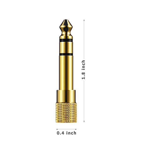 3 Packs Stereo Audio Adapter Converter, 6.35mm (1/4 inch) Male to 3.5mm (1/8 inch) Female Headphone Gold Plated Pure Copper Jack Plug for Guitar Headphones Amp