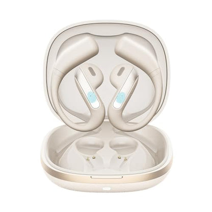 Piluyaa Open Ear Bluetooth 5.3 Earbuds, Wireless Headphones Sport Over Earphones Built-in Mic with Ear Hooks, 58H Playtime Ear Buds Fast Charging, IPX7 Waterproof for Running/Workout-Off White - color: OFF WHITE