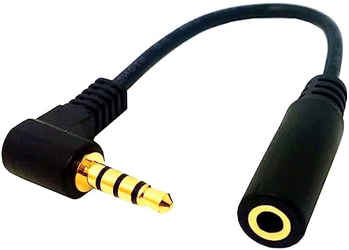 4 Pole 3.5mm 90 Degree Right Angle Audio Male to Female Cable12in