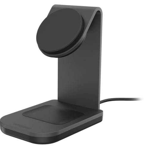 OtterBox 2-in-1 Space Saving Wireless Charging Stand - Black | MagSafe & Qi2 Compatible Charging Stand for Apple, Samsung, Google & More, Space Saving Design - color: Black, style: 2-in-1