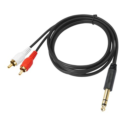 Gold-Plated 6.35mm 1/4 inch Male TRS Stereo Plug to 2 RCA Phono Male Audio Y Splitter Cable,Connector Wire Cord Plug (1.5M) - size: 6.35-TRS-2RCAM