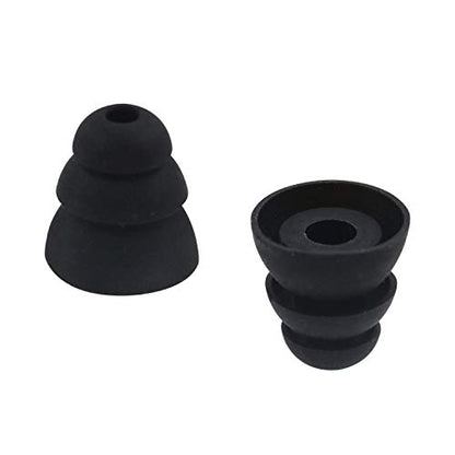 6 Pairs Replacement Triple Flange Conical Ear Tips Earbuds Eartips Silicone Buds for Most in Ear Headphones (Sony Senso Powerbeats Jaybird etc.) Black [S/M/L 3 Size] (3flange Tips 3)