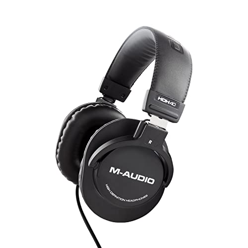 M-AUDIO HDH40 Closed-Back Over-Ear Headphones | Flexible Headband Design, 2.7m Cable for Studio Monitoring, Podcasting, and Audio Recording