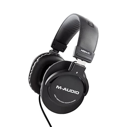 M-AUDIO HDH40 Closed-Back Over-Ear Headphones | Flexible Headband Design, 2.7m Cable for Studio Monitoring, Podcasting, and Audio Recording