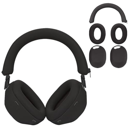 for Sony WH-1000XM6 Case Cover, 3 Sets Silicone Sweat Cover, KONXISA Eeadphones Protective Case for Sony WH-1000XM6 Earpad/Ear/Headband Covers Protector, Washable Sweatproof(Black) - color: Black