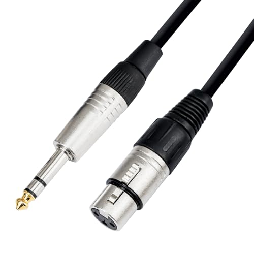 XLR Female to 1/4 inch 6.35mm TS Mone Jack Unbalanced Cable 6.6FT 2Pack | Double-Shielded OFC, Gold-Plated Connectors, Low Noise,Tight Fit, For Mixer, Amp, Speaker, Microphone - size: 6 FT - 2 Pack, style: XLR Female