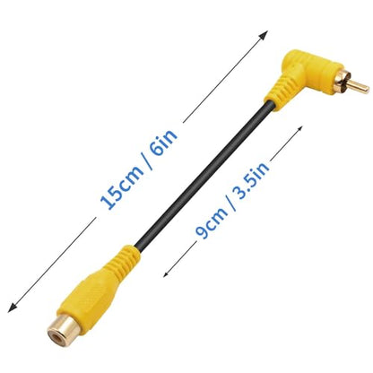 RCA Audio Cable Gold-Plated Elbow RCA line Lotus Male and Female Extension Lotus AV Video Cable Projector Cable Audio Cable (15cm RCA Female Straight to Male Bend 2PCS) - color: 15cm RCA female straight to male bend 2PCS