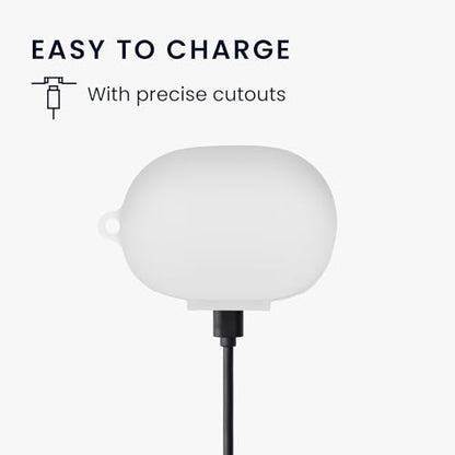 kwmobile Cover for Bose QuietComfort Earbuds Case - Silicone Cover for Earbuds Charging Case - Protective Headphone Holder with Carabiner Clip - White - color: white