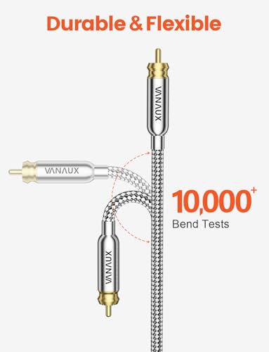 VANAUX Subwoofer Cable, Digital Coaxial Audio Cable [Dual Shielded, 24K Gold-Plated RCA to RCA] for Home Theater, HDTV, Car Stereo, Speakers, Hi-Fi Systems (3FT)