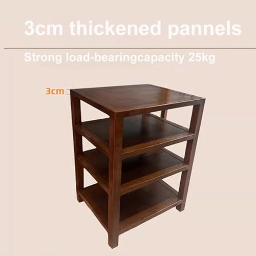 Audio Rack Tower, Shelf Organizer Rack Small, Media Stand, Rack Audio Tower Minimalistic Heavy Duty 25Kg Made of Solid Rubber Wood Brown 4 Sizes,Brown1 Layer - size: 1 layer