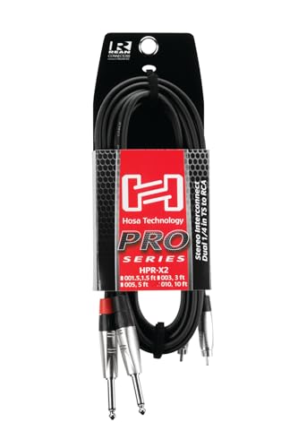 Hosa HPR-003X2 Pro Stereo Interconnect Cable - Dual REAN 1/4-inch TS Male to RCA Male - 3 foot