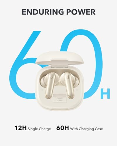Soundcore P40i by Anker Noise Cancelling Earbuds with Adaptive ANC | Heavy Bass, 60H Playtime, 2-in-1 Case and Phone Stand, IPX5, Wireless Charging, Bluetooth 5.3 - color: Oat White
