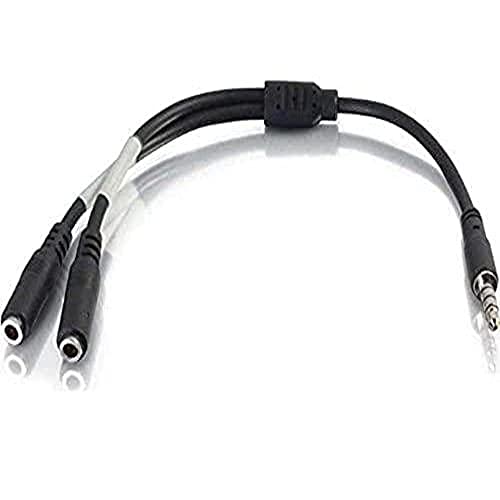 C2G Legrand 4-Pin 3.5MM Port Cable, Black Microphone Cable Y-Splitter, 6 Inch Splitter Y-Cable with Headset Splitter Adapter, 1 Count, C2G 27394