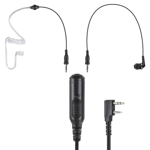 2-Way Radio Earpiece Ear Piece Headset to 3.5mm Aux Audio Earphone for Baofeng uv5r uv 5r uv-5r for Retevis rt21 rt22 for Sancom for Kenwood 2 Pin Walkie Talkies