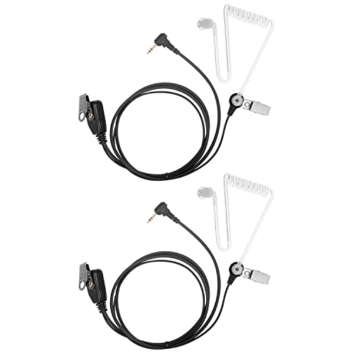 1 Pin 2.5mm Earpiece Headset for Motorola Radio Talkabout T200 T260 T600 T800 MH230R MR350R MT350R Walkie Talkie with Covert Acoustic Tube and PTT mic (2 Pack)