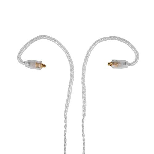 MMCX Connector Silver Plated Pure Copper Earphone Cable for SE215 SE535 SE846, Replacement Detachable Headphone Cable with 3.5mm Plug for High - Fidelity Audio (Silver Straight) - size: silver straight