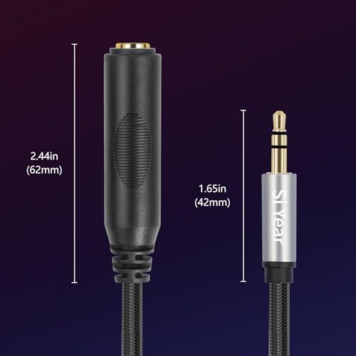 1/4" to 3.5mm Headphone Extension Cable - 6.35mm Quarter inch to1/8 Fmale Stereo Jack Audio Adapter for Amplifiers, Speaker, Guitar Amp,Home Theater, Mixing Console (0.3m/2PACK) - size: 6.35F-3.5M-2PACK