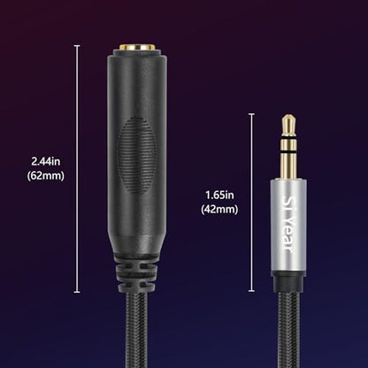 1/4" to 3.5mm Headphone Extension Cable - 6.35mm Quarter inch to1/8 Fmale Stereo Jack Audio Adapter for Amplifiers, Speaker, Guitar Amp,Home Theater, Mixing Console (0.3m/2PACK) - size: 6.35F-3.5M-2PACK