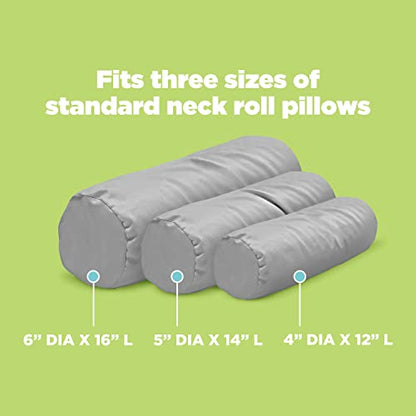 Cotton Neck Roll Pillowcase - Hypoallergenic and Smooth Natural Fabric Pillow Protector - Soft and Breathable Sateen Weave Pillow Cover with Enclosed Sleeve Design - Made in USA - Gray, 4" x 12" - color: Gray (Sateen Weave), size: 4" x 12"
