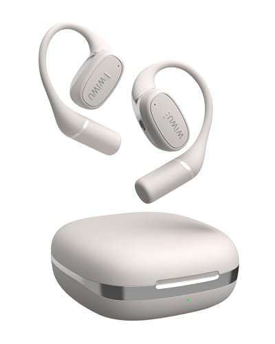 Open Ear Headphones,Bluetooth Wireless Earbuds with 2 Mics,Touch Control,ENC Noise Cancelling,HiFi Stereo Sound Sport Earbuds for Gym Cycling,Compatible with iPhone and Android(Beige) - color: Beige