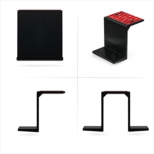 BRAINWAVZ Twin Under Desk Laptop & Device Holder Mount, Adhesive & Screw in, Devices Upto 3" Like Small Computers Laptops MacBook Surface Keyboard Routers Modems Cable Box Network Switch & More. - color: Black 2 pack
