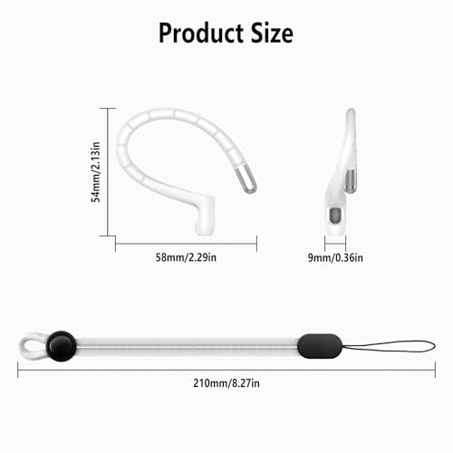 RunChao Anti-Slip EarHooks for Air Pods 4, 3, 2, 1, Pro 3, Pro 2, Pro Ear Hooks, Soft Anti-Loss Sports Earbuds Case Cover (White)