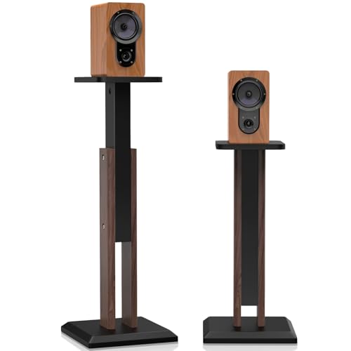 Wood Speaker Stands Pair, 25'' to 34'' Height Adjustable Speaker Stands - color: Wood, size: 25''to 34''
