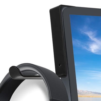 Headphone Holder for Monitor,Premium Metal Headsets Stand,Headphone Hanger | Sticky Hooks Hold 10Lbs, Headset Mount for Screen Side, for Airpods Max and all Headphone, Black