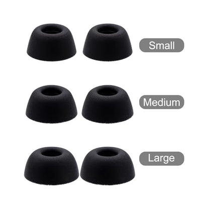 Replacement Eartips for Status Pro X/Between 3ANC/Audio Between Pro Earbuds | Mermoy Foam Ear Tips 3 Pairs (S/M/L) Black