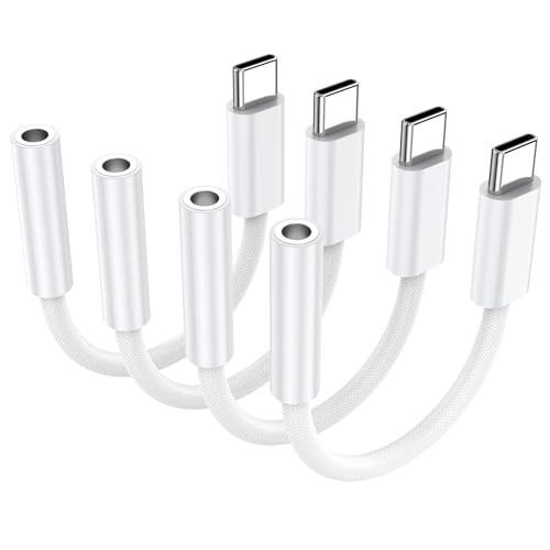 4 Pack USB C to 3.5mm Audio Headphone Adapter, Type C Adapter for Headphones Cable Compatible with iPhone 17/16/15, iPad Pro, Galaxy S25 S24 S23 Ultra, Pixel 10/9/8 - size: 4 Pack
