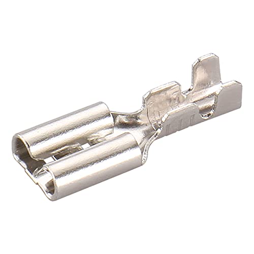 BAOMAIN 100pcs 4.8mm 0.187" Female Spade Connector Non-Insulated Terminals | Tinned Copper 0.187" Non-Insulated Female Connectors for 18-16 AWG Wire,Ideal for Automotive & DIY Projects