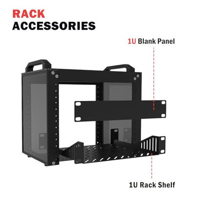 GeeekPi 4U Server Rack, 10 inch Mini Network Rack for Network, Servers, Audio, and Video Equipment, DeskPi RackMate T0 Rackmount, 7.87 inch Depth - color: Black